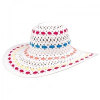 Wide Brim Toyo Straw Accent Hats – 12 PCS w/ Colorful Ribbons - White - HT-8213WT